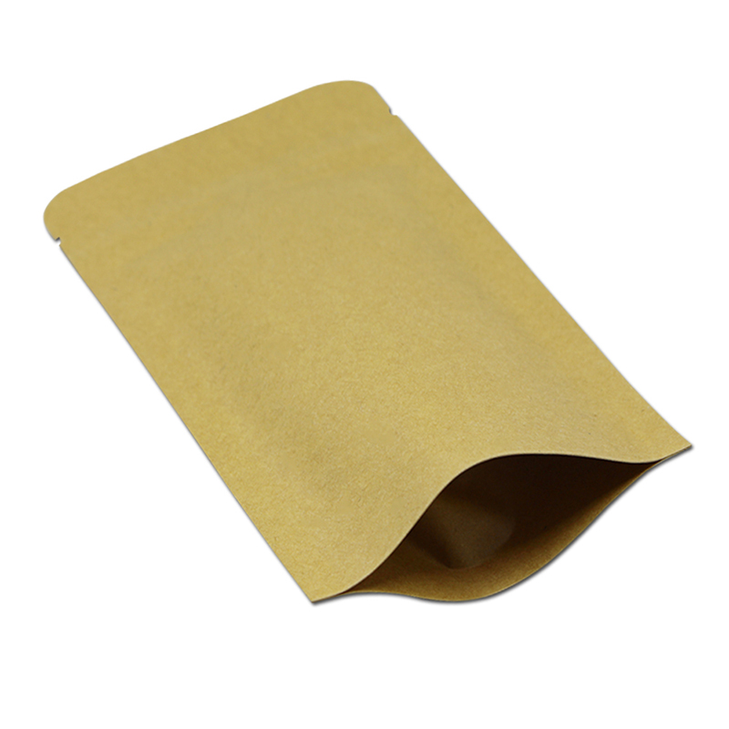 

9*14cm Doypack Kraft Paper Mylar Storage Bag Stand Up Aluminum Foil Tea Biscuit Package Pouch Free Ship