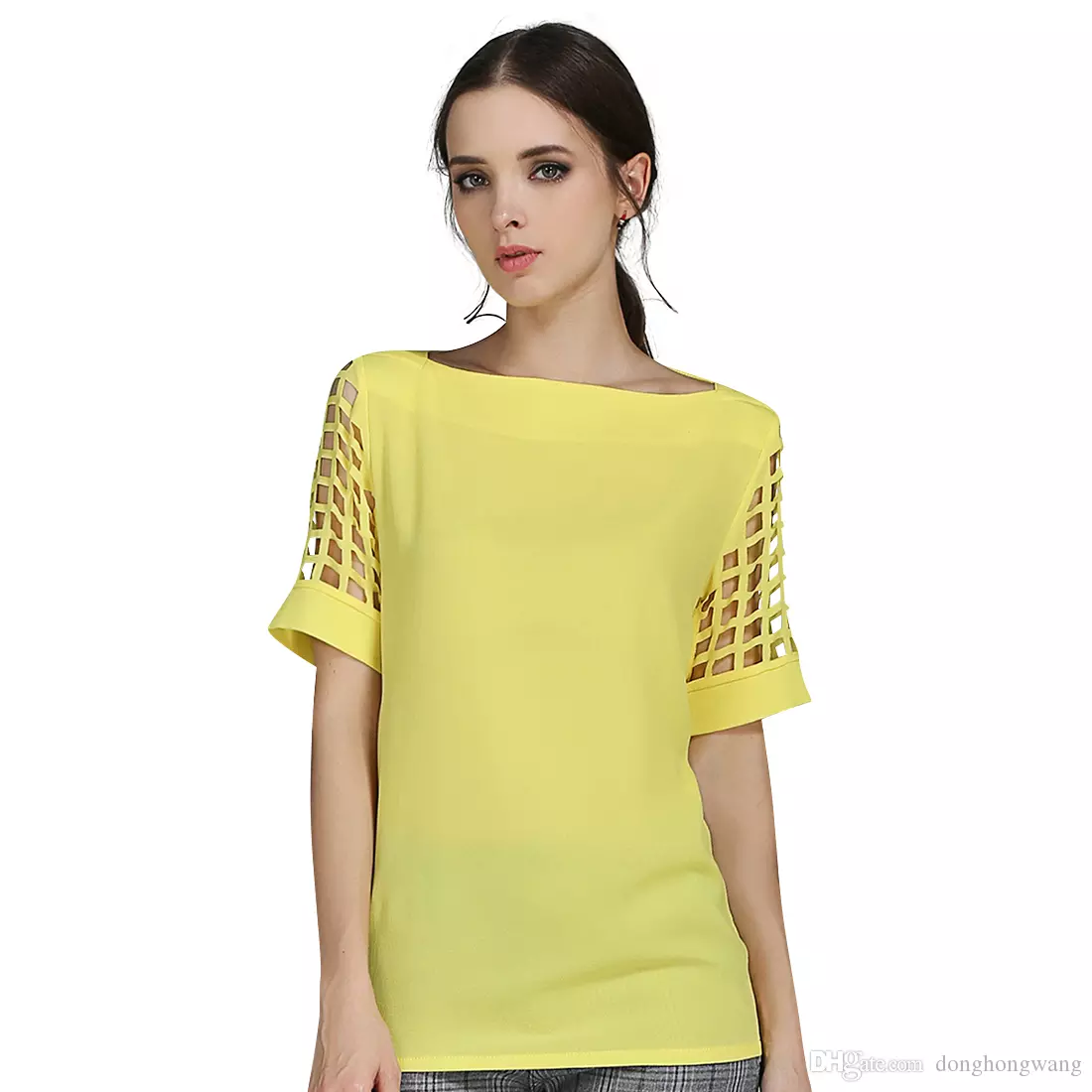 

2018 Summer Trendy Blouse Sexy Ladies Hollow Sleeve Slash Neck Loose Solid Shirts Plus Size Casual Tops, White