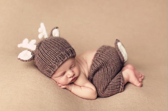 

Handmade Crochet Knitted Baby Hat Pants Set Newborn Baby Photo Photography Props For 0-6 Months Christmas Deer Design Costume, Mix