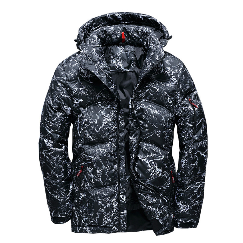 2018 Winter men's outdoor thickening down jacket men's short style slim jacket youth fashion winter printed warm outwear 190wy
