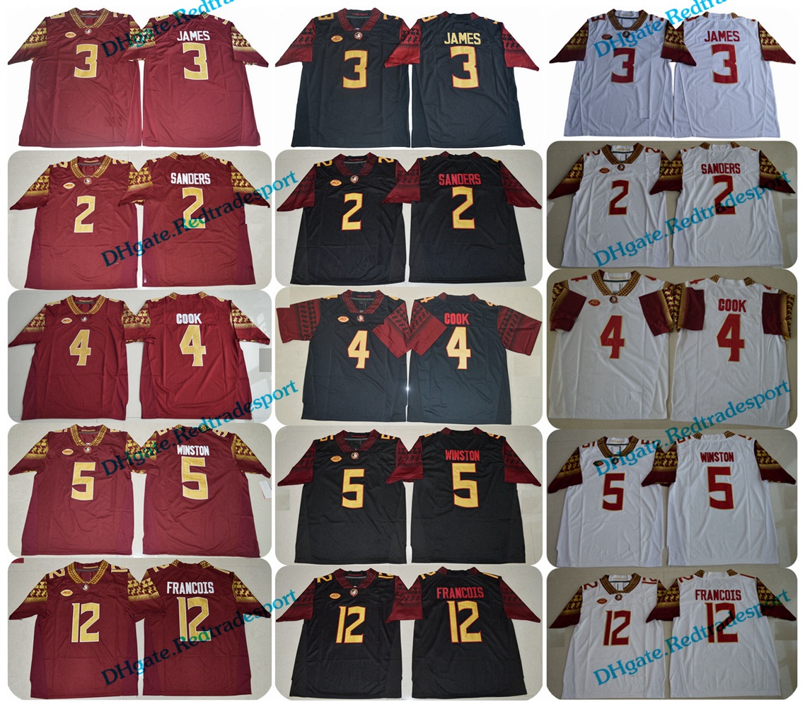 

2018 Florida State Seminoles 3 Derwin James 4 Dalvin Cook 5 Jameis Winston 2 Deion Sanders 12 Deondre Francois FSU College Football Jersey, Black 2