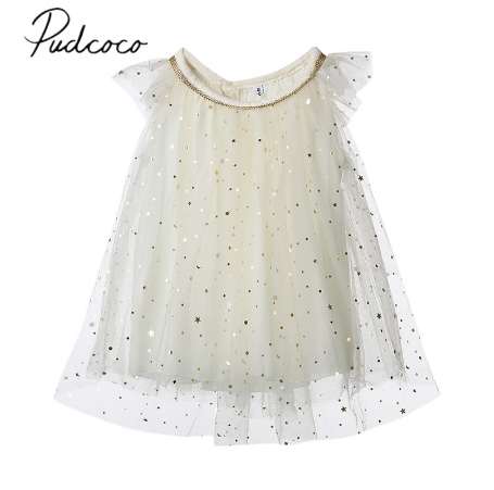 

New Princess Dress Summer New Toddler Kids Baby Girl Tutu Tulle Sequin Star Formal Pageant Chiffon Party Dresses 1-6T