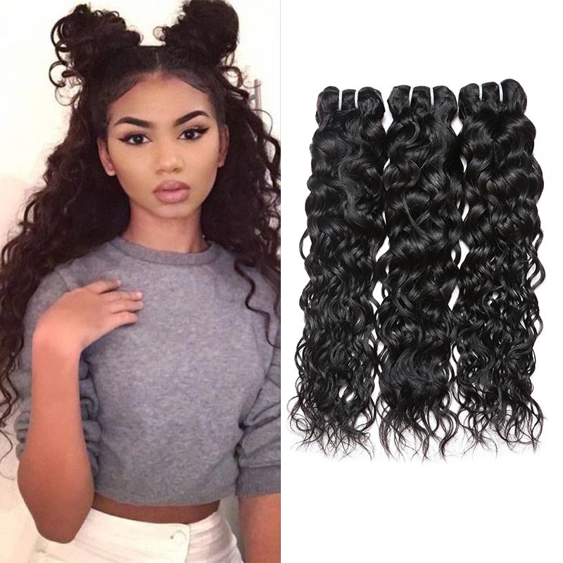 

8A Mink Hair Natural Water Wave Hair 3 Bundles Unprocessed Brazilian Peruvian Indian Malaysian Wholesale Virgin Human Hair Weave Bundles, Natural color