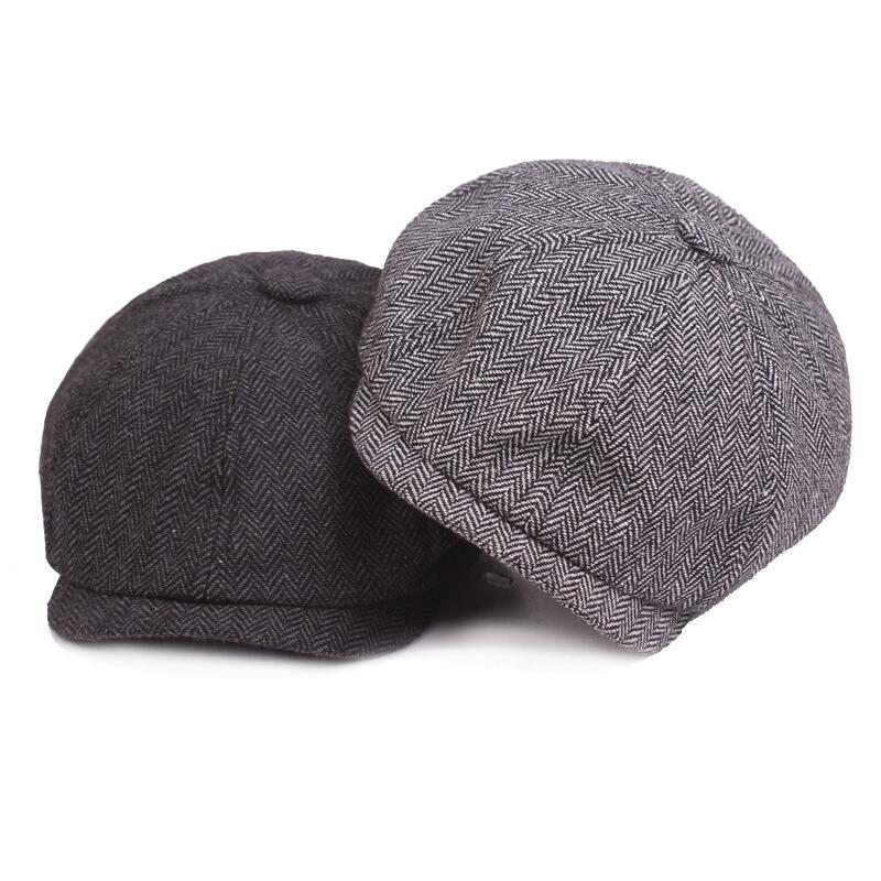 

2018 New Hot Fashion Gentleman Octagonal Cap Newsboy Beret Hat Autumn And Winter For Men's Male Models Flat Caps, Khaki