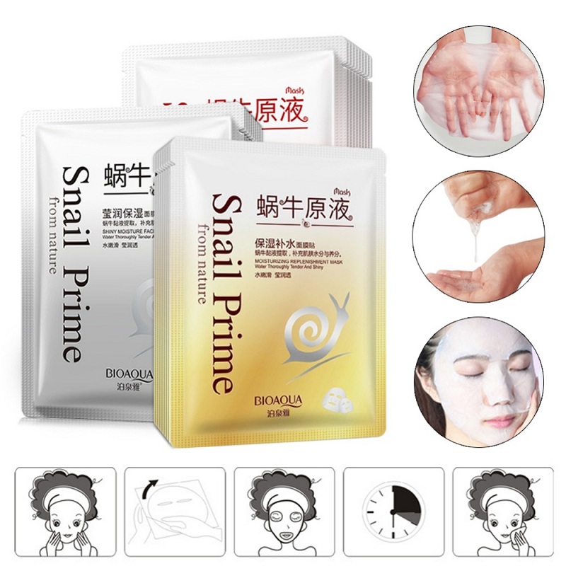 

BIOAQUA Sheet Mask Snail Hydrating Essence Face Facial Mask Moisture Oil Control Remove Acne Shrink Pores Facial Cleaner