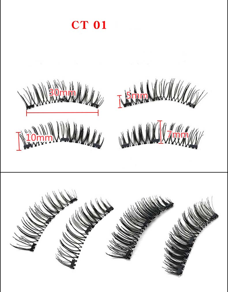 

3D Magnetic False Eyelashes 3 magnets with retail box Thick Natural Long Fake Lashes Makeup DHL Free