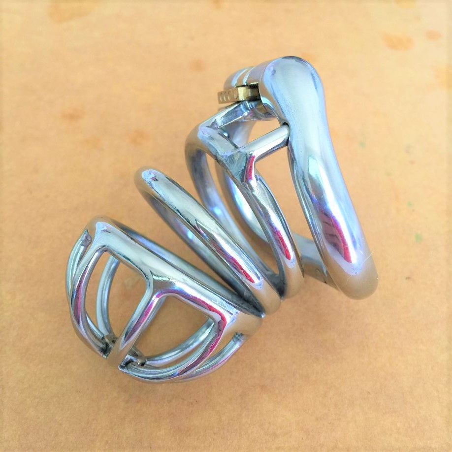

Male Medium Chastity Cage Standard Men's Stainless Steel Locking Belt Device 4 Optional Ergonomic Rings Soft Drain Tube DoctorMonalisa C145