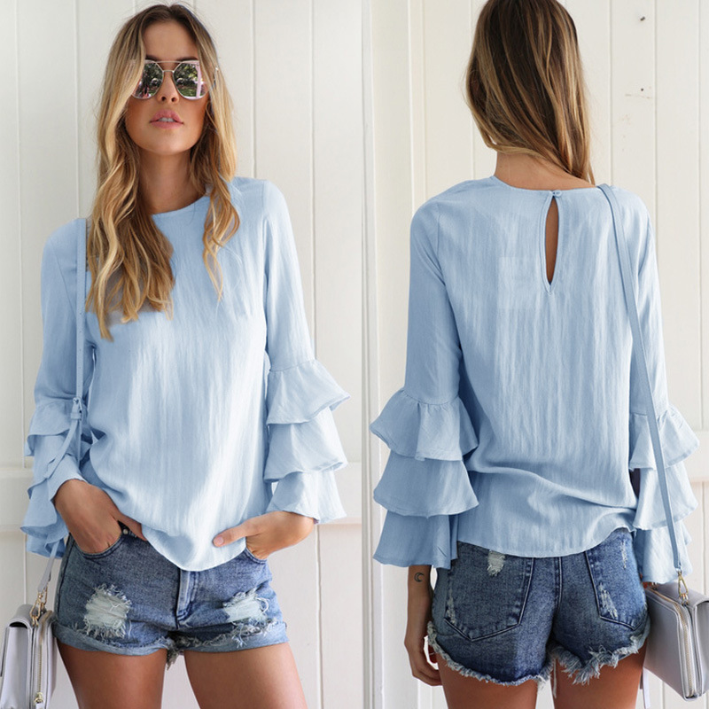 

Women Blouse Chiffon Black Office T-Shirt Ladies Feminina S-5XL Mujer Camisa Sleeve White Long Clothes T-Shirt Top Fssxv, White;black