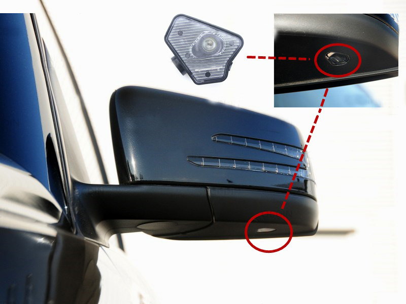 

Car-styling 2pcs LED under mirror light For Mercedes Benz W204 W212 W176 W246 W219 W221 car puddle lamp with logo
