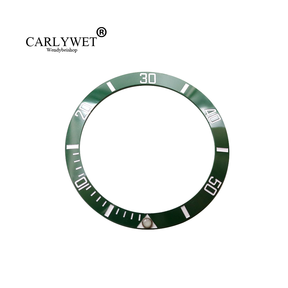 CARLYWET Wholesale Replacement Green With White Writings Ceramic Bezel 38mm Insert made for Rolex Submariner GMT 40mm 116610 LN-image-413640538