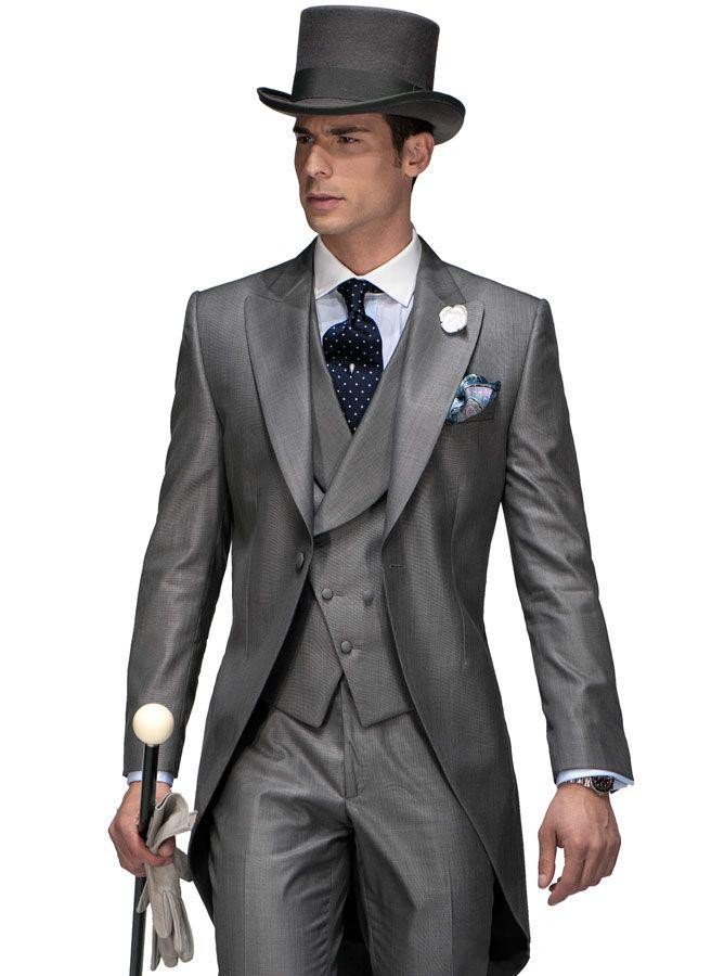 

Hot Recommend -- Best Design Peaked Lapel Dark Grey Tailcoat Men Party Groomsmen Suits in Wedding Tuxedos (Jacket+Pants+Tie+Vest) NO;280, Navy