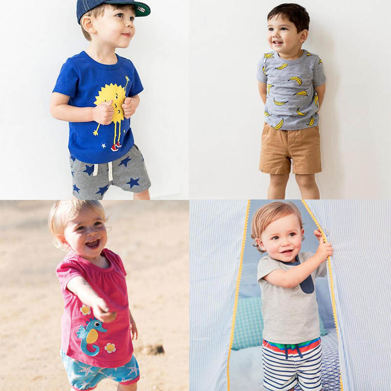 

BST29 New Arrivals Little Maven Kids 100%Cotton short sleeve cartoon banana animals print boy's set causal summer boys set t shirt+ pant, 1 lot=6 t shirts +6 pants