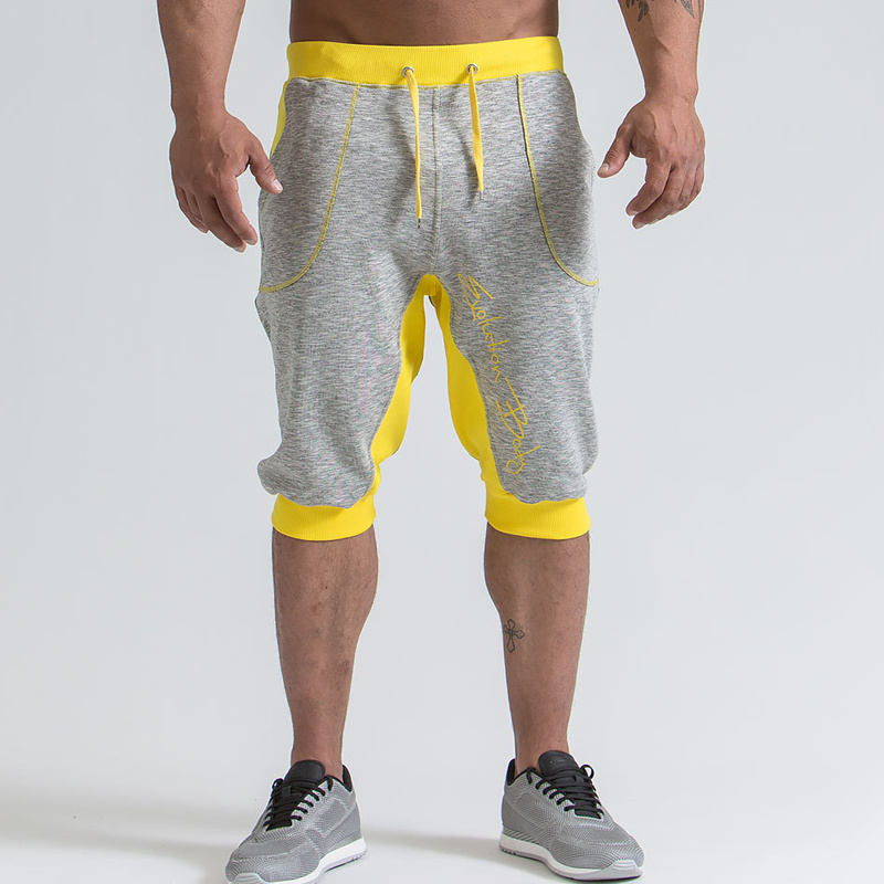 

Mens Casual Fashion Cotton shorts Male Summer New Jogger Cropped Sweatpants Man Gyms Fitness Drawstring shorts, White;black
