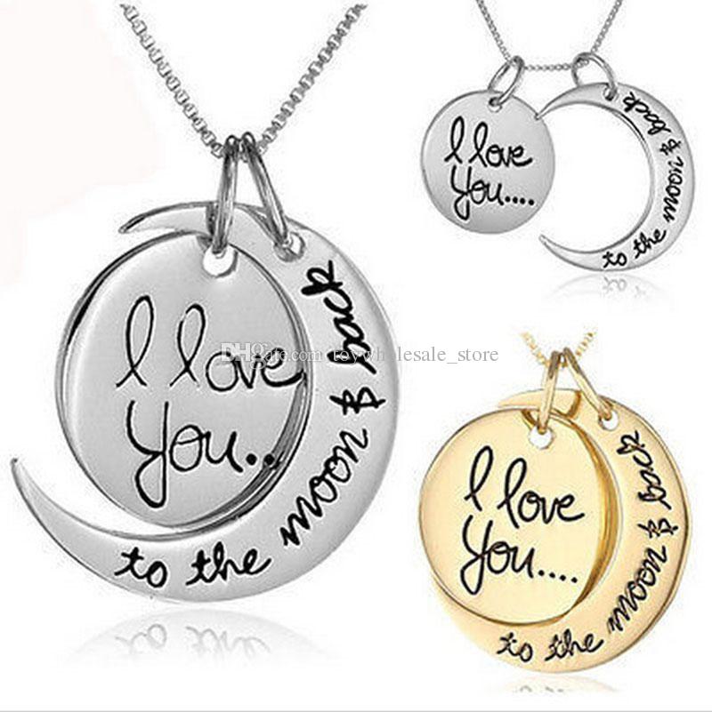 

Fashion Moon Necklace I Love You To The Moon And Back Pendant 2018 new Charm Jewelry for Women gift children Accessories C3751, As photo
