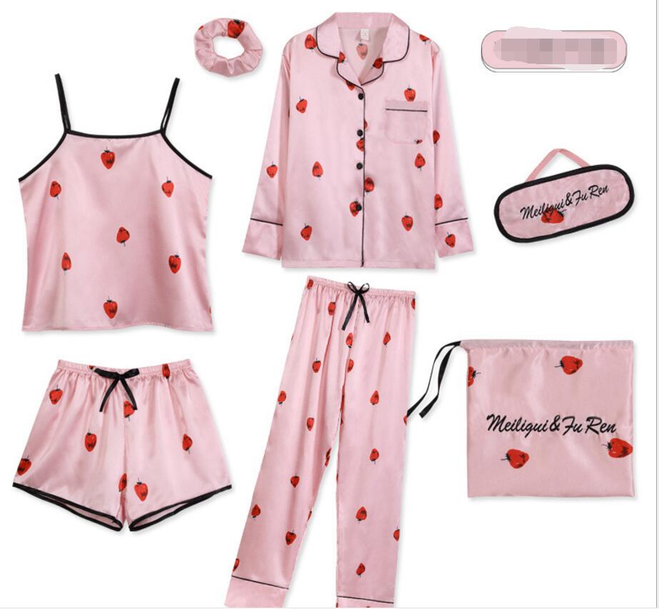 

pajamas set summer spring 7 pieces sets cute kawaii, Pink