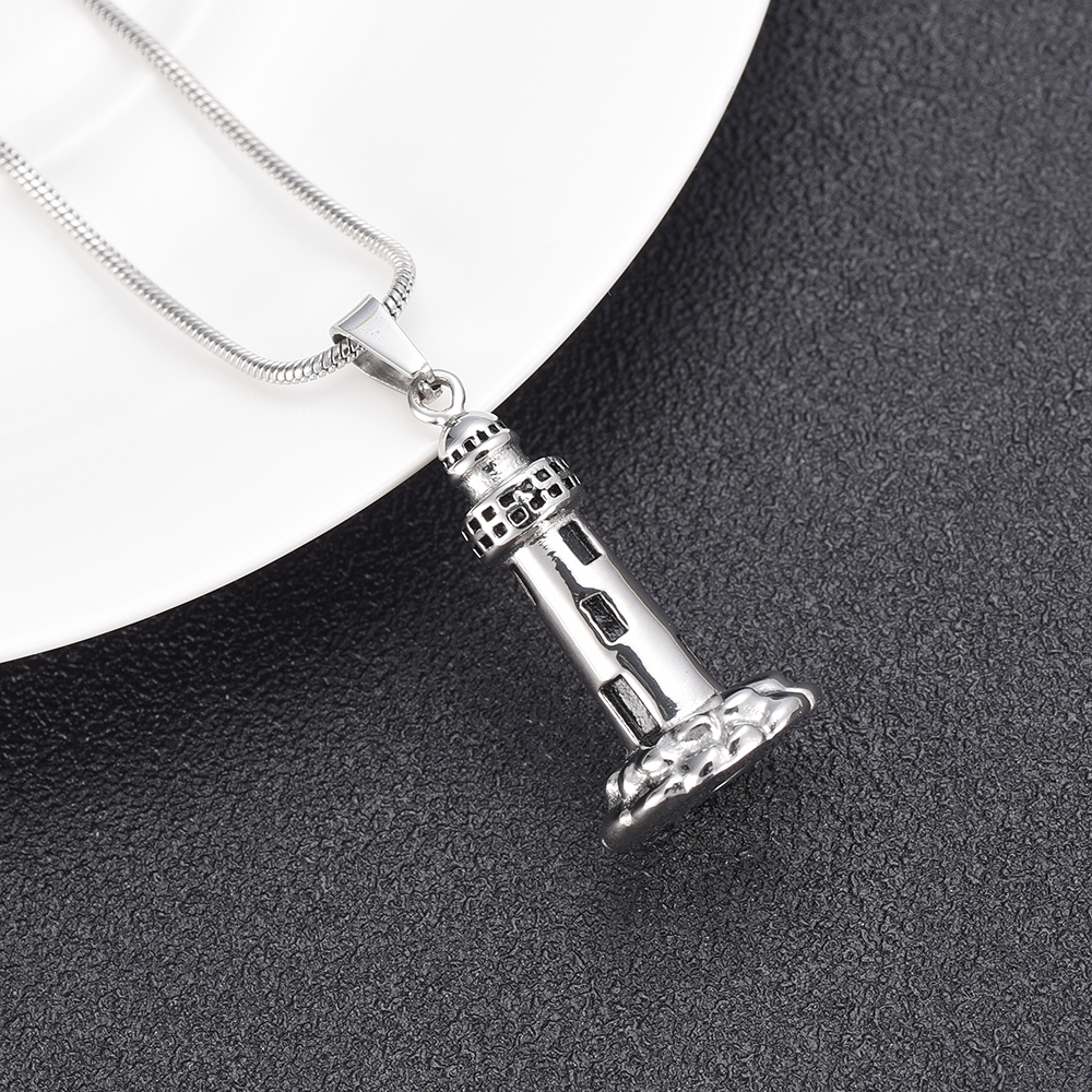 

LkJ10012 The Lighthouse Cremation ashes turned into jewelry Stainless Steel Men Keepsake Memorial Urn Pendant For Dad