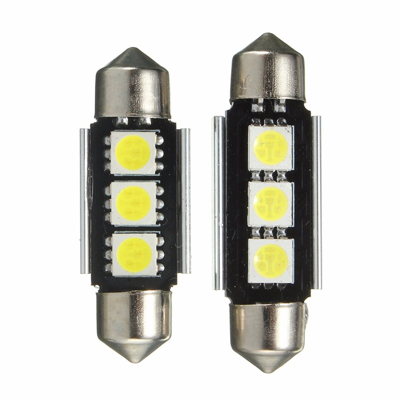 

10X 36mm 39mm 3 LED SMD 5050 1.5W 60LM Canbus Error Free Car Interior Festoon Auto Dome Door DC12V White 6000k