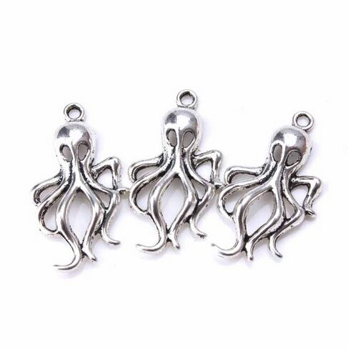 

100Pcs alloy Metal Octopus Charms Antique silver Charms Pendant For necklace Jewelry Making findings 32x17mm, Bronze;silver