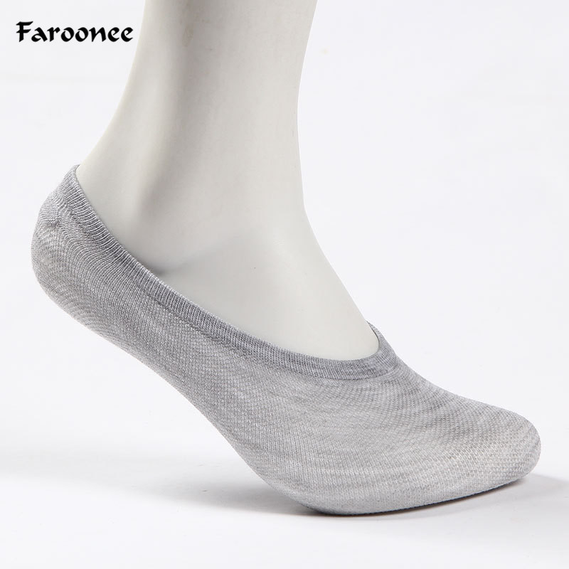 

Naiveroo 5 Pairs Men Casual Bamboo Fiber Boat Socks Non-Slip Silicone Invisible Ankle Socks Summer Style Male Short S6371, Gray