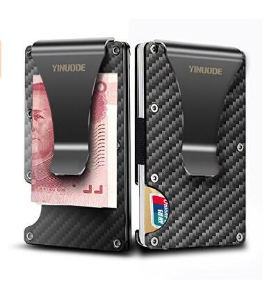 

Carbon Fiber Money Clip Card Holder Wallet, 2019 New Version RFID Blocking Mens Slim Credit Card Business ID Holder For Men Provide OEM, Blue