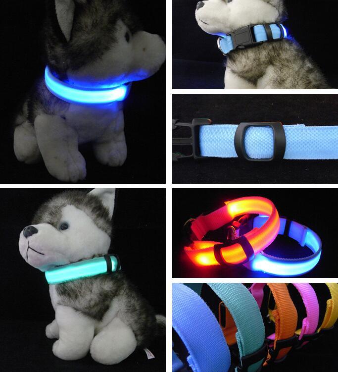 

Nylon LED Pet Dog Collar,Night Flashing Glow In The Dark Dog Leash,Dogs Luminous Fluorescent Collars Pet Supplies