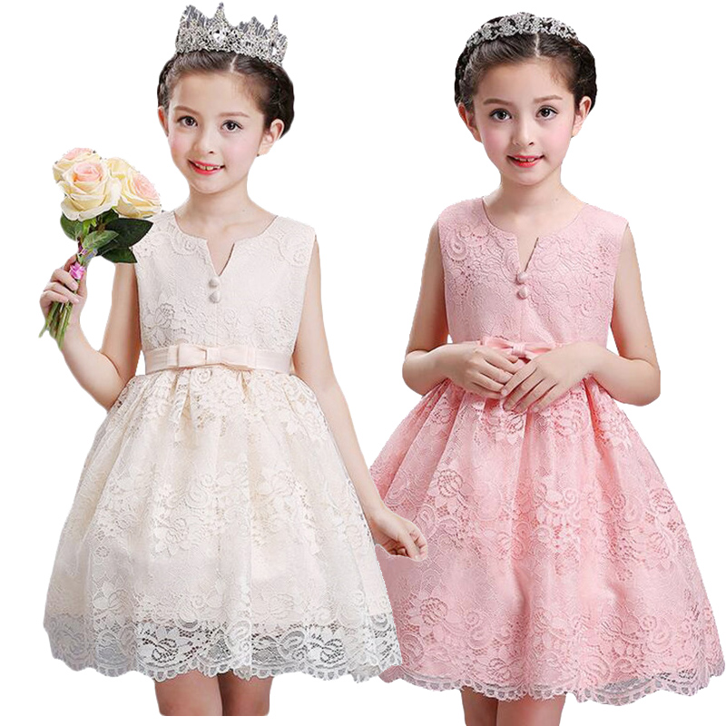 

Girl Flower tutu Princess dress Kids Infant Wedding Dress Girls Toddler Elegant Vestido Infantil Party Dress 3-10Y, Pink