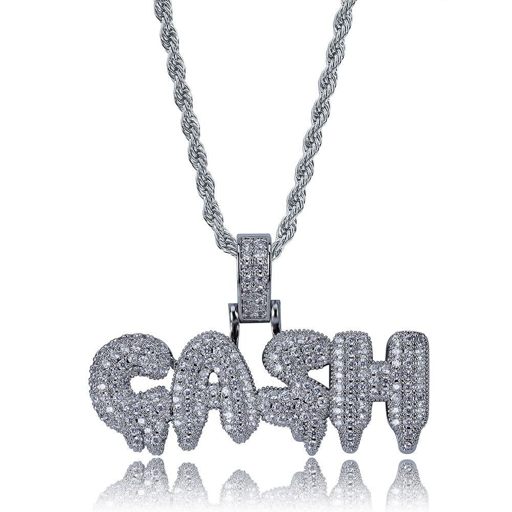 

Men Iced Out CASH Pendant Necklace Gold Silver Plated Micro Pave Cubic Zircon Hip Hop Chain Jewelry