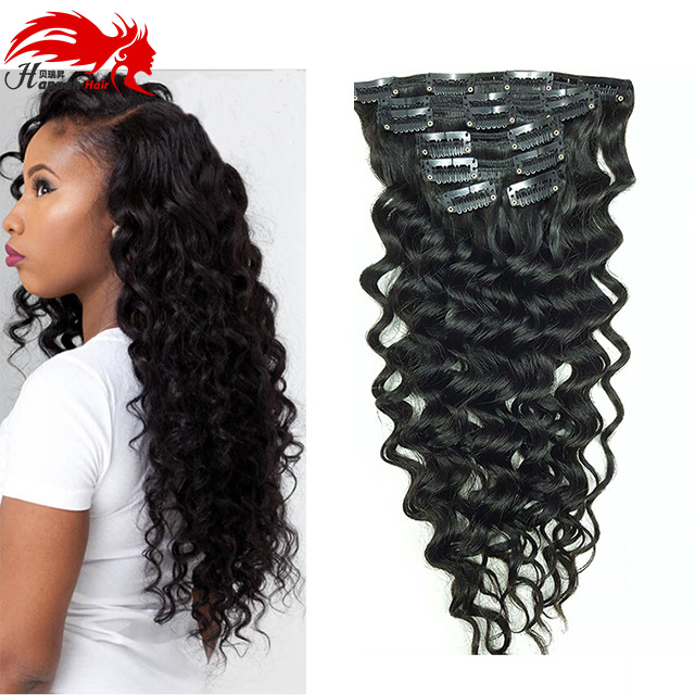 

Deep Curly Clip in Human Hair Extensions for Black Women Curly Wave Real Human Remy Hair Clip in Extension for African American Natural Hair, Light brown #4