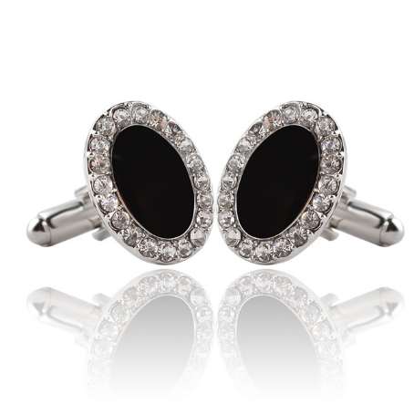 1 Pair High Quality Luxury Rhinestones Black Crystal Charm Casual Cufflinks Fashion Men Shirt Business Jewelry Cuff Links Button
