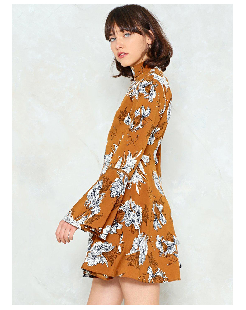 

2018-2019 new arrival Seaside resort style flower skirt Vacation dress Sweet style long-sleeved dress, Customize