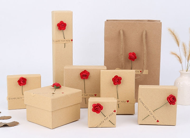 

[Simple Seven]Muji Style Ring Jewelry Box,Trend Necklace Case, Nice Jewelry box for Pendant, Festival Red Flowers Watch Display