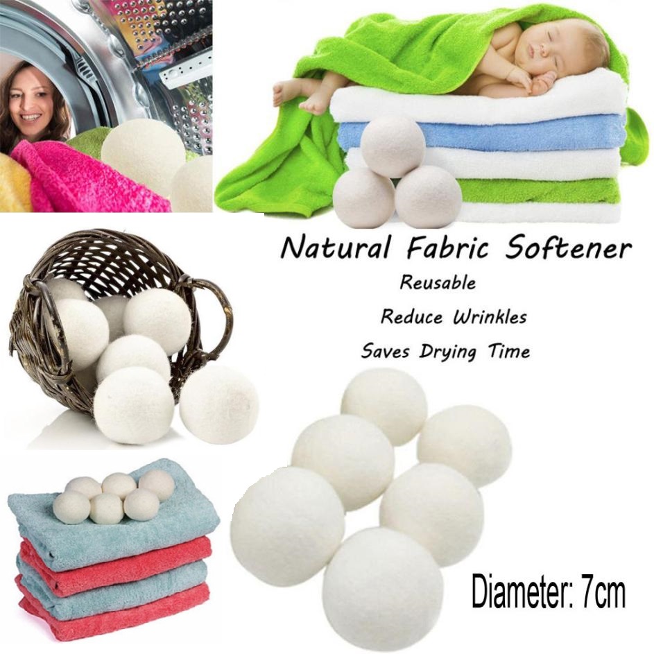 

7cm Reusable Laundry Clean Ball Natural Organic Laundry Fabric Softener Ball Premium Organic Wool Dryer Balls