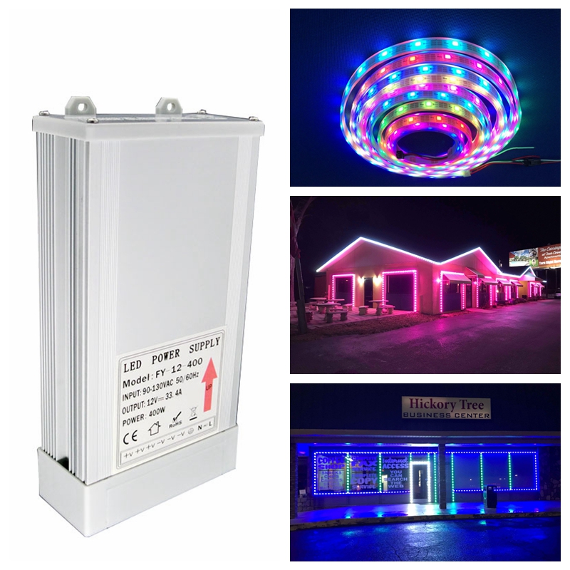 High Quality 12V Led Power Supply 400W Transformer Led Driver Adapter AC 90V-250V Waterproof Led Transformer For Module Strip Light