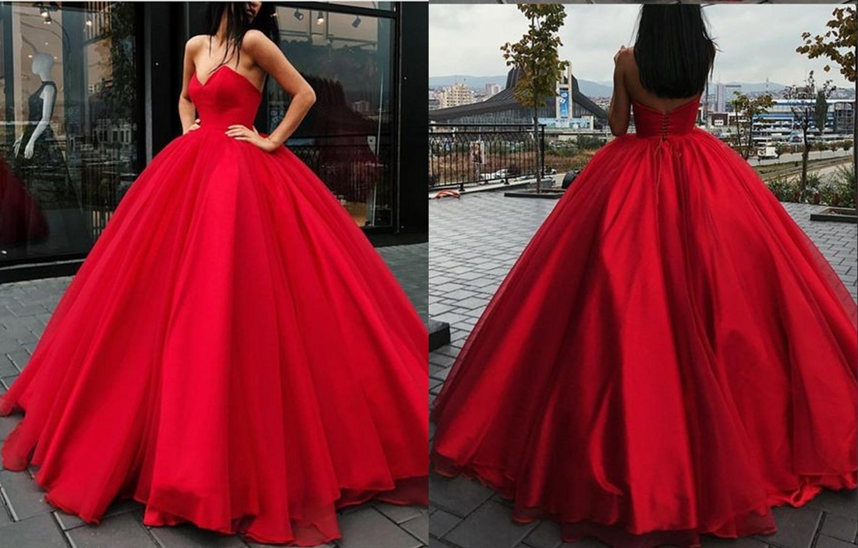 

Stunning Red Ball Gown Wedding Dresses 2018 Simple Cheap Organza Corset Sweetheart Ruched Bridal Gown Plus size Custom New Formal Gowns, Pink