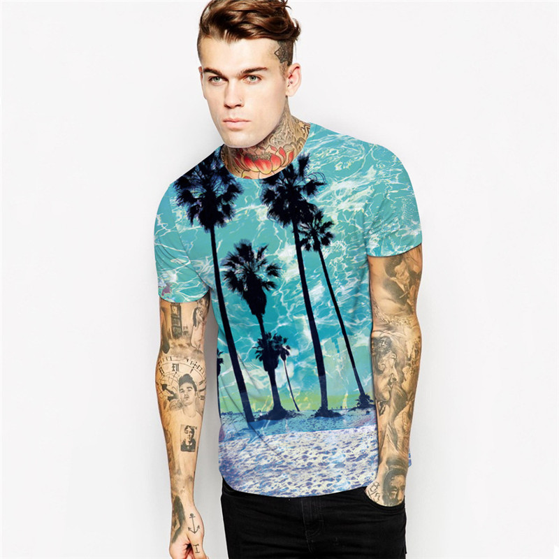 En gros Livraison Gratuite Hommes Femmes Galaxy Antelope / Hawaii Arbre 3D Imprimé Tee À Manches Courtes Col Rond T-Shirt Tops