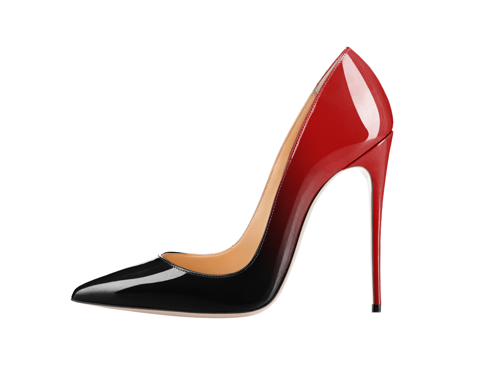 

Sexy gradient color shallow mouth high heels shoes lady pointed toe patent leather 12cm stiletto heel pumps big size 34-46, Pink