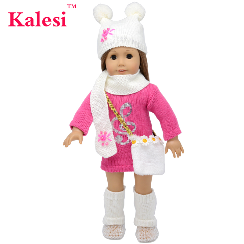 18 Polegadas Boneca American Girl Acessórios Quatro Peças Camiseta Chapéu Lenço de cabeça Calça