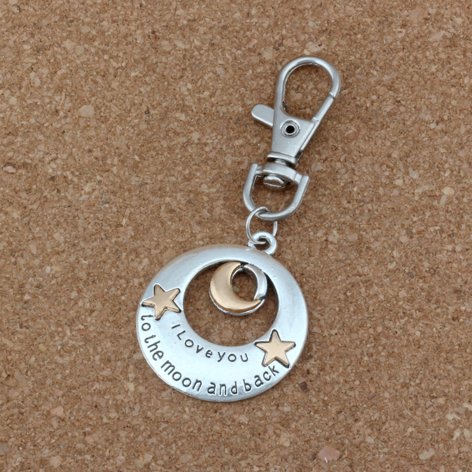 

20Pcs /lots "I love you to the moon and back " Charm Bead with Lobster clasp Fit Charm Bracelet Jewelry DIY 34x 78mm A-287b