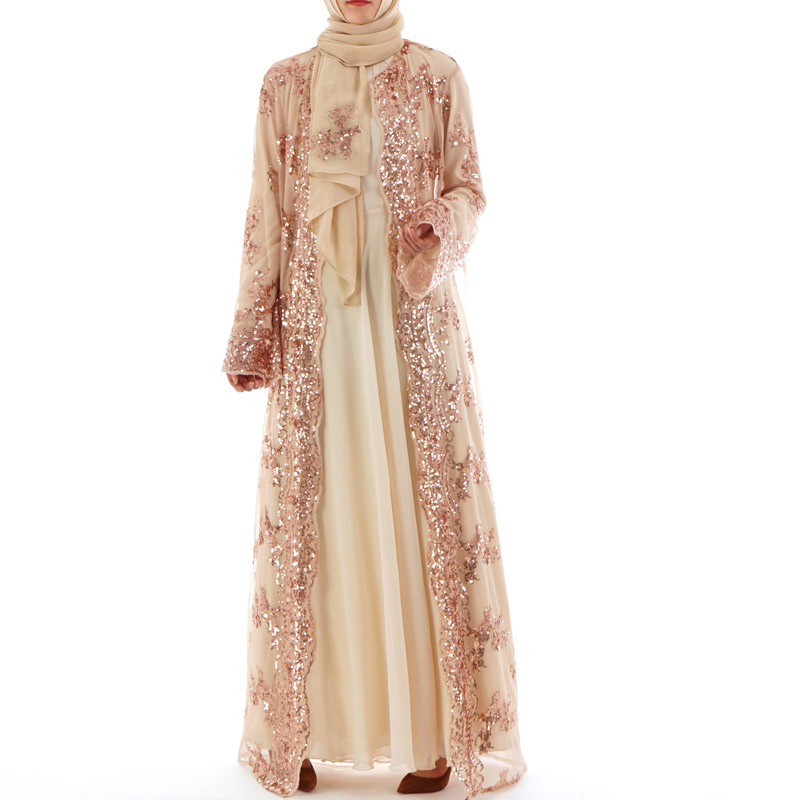 

2018 Abaya Dubai Luxury High Class Sequins Muslim Dress Embroidery Lace Ramadan Kaftan Islam Kimono Women Turkish Eid Mubarak