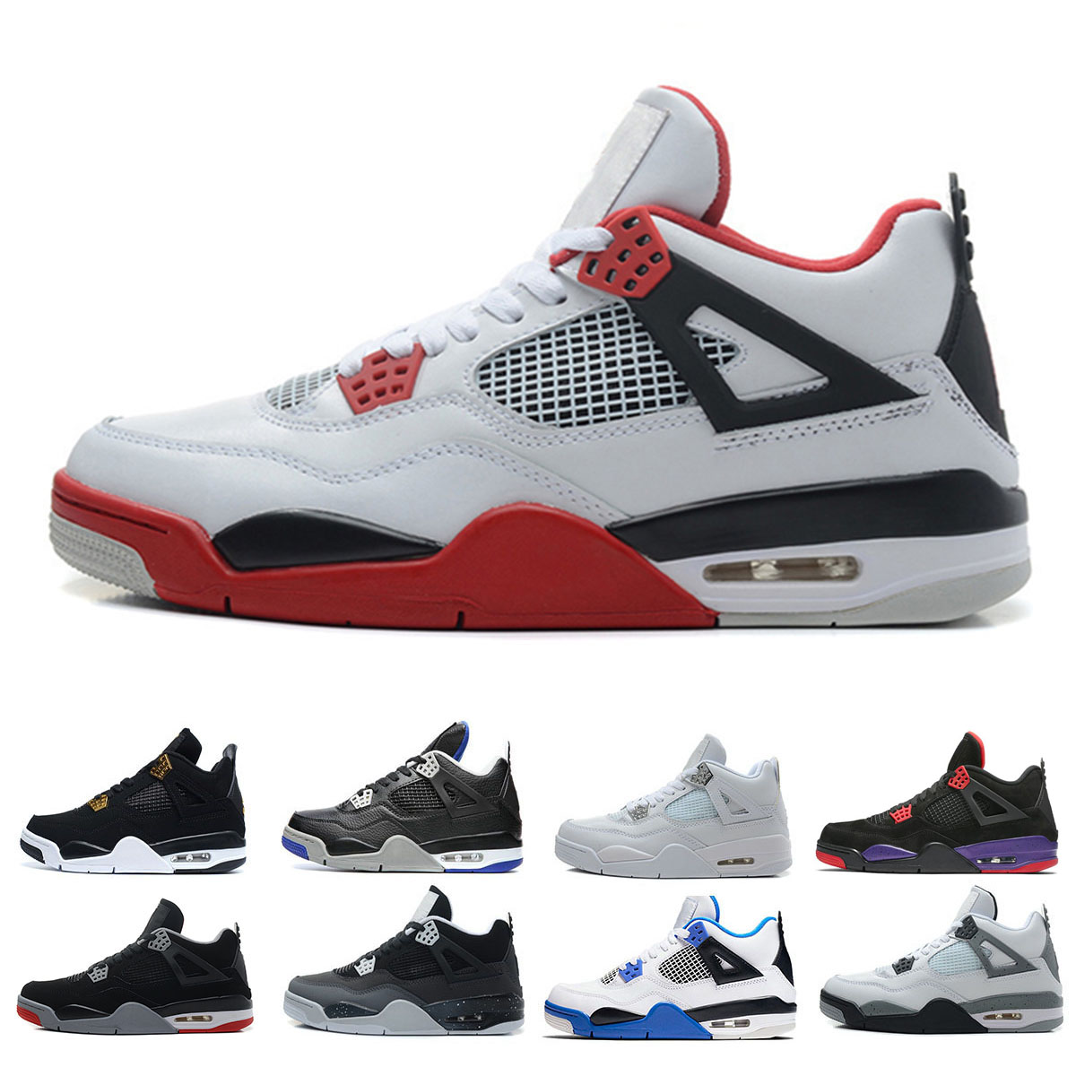 

Cheap 4 4s Basketball Shoes men Pure Money White Cement Black cat Bred Royalty Raptors Fire Red mens trainers Sports Sneakers size 8-13