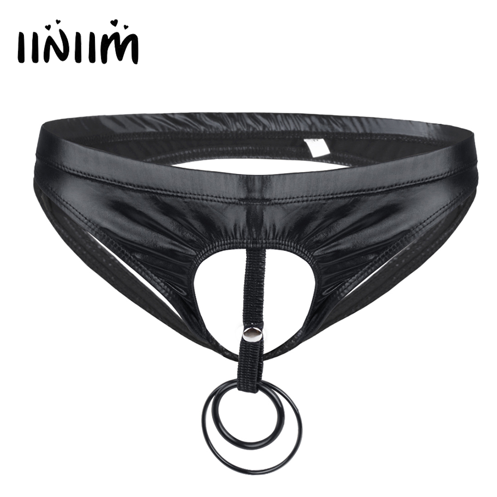 iiniim Fashion Hot Men Lingerie Briefs Bikini Underwear Underpants with Penis Hole O-Rings Underwear for Sexy Gay Mens Panties