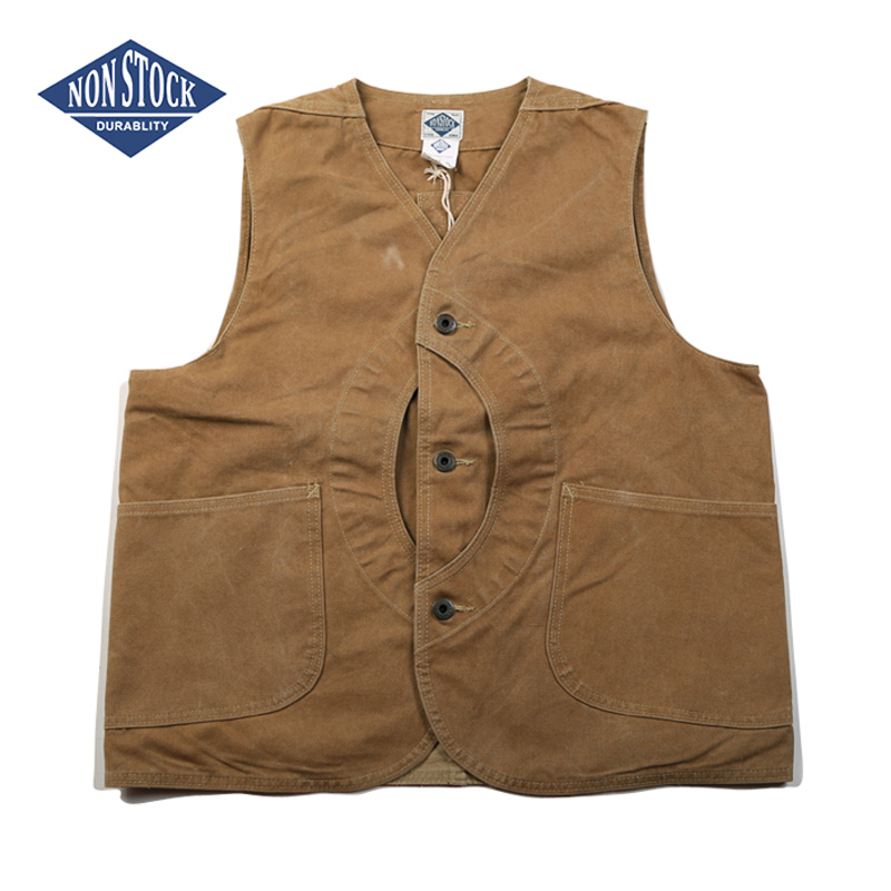 

NON STOCK Duck Canvas Game Pocket Vest Vintage Outdoor Men's Hunting Jacket, Black;white