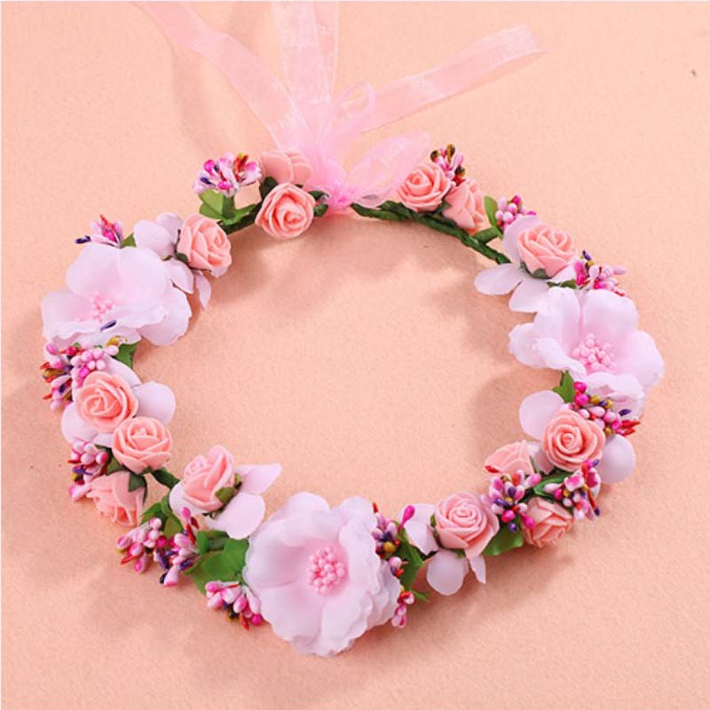 Flower Crown Wedding Bride Wreath of Flowers Head Band Bohemia Women Hair Accessories Flo wer Headband Headpiece-image-415970659