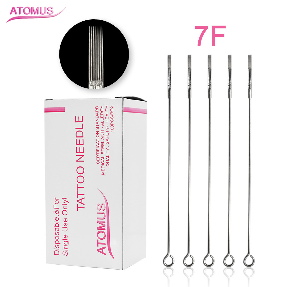 

7F 9F 100pcs Disposable Sterile Tattoo Needles Premium Surgical Stainless Steel Needles for Permanent Makeup