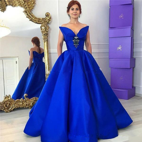 

Royal Blue Long Elegant Evening Dresses with Pockets New Sweetheart Beaded Zippe Back Satin A Line Formal Prom Gowns, Sage