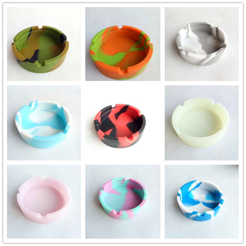 

Colorful Round silicone ashtray smoking Accessories Tool heat resistant Luminous ECO friendly Case 19 colors choose 8.3CM OD for easy cleani