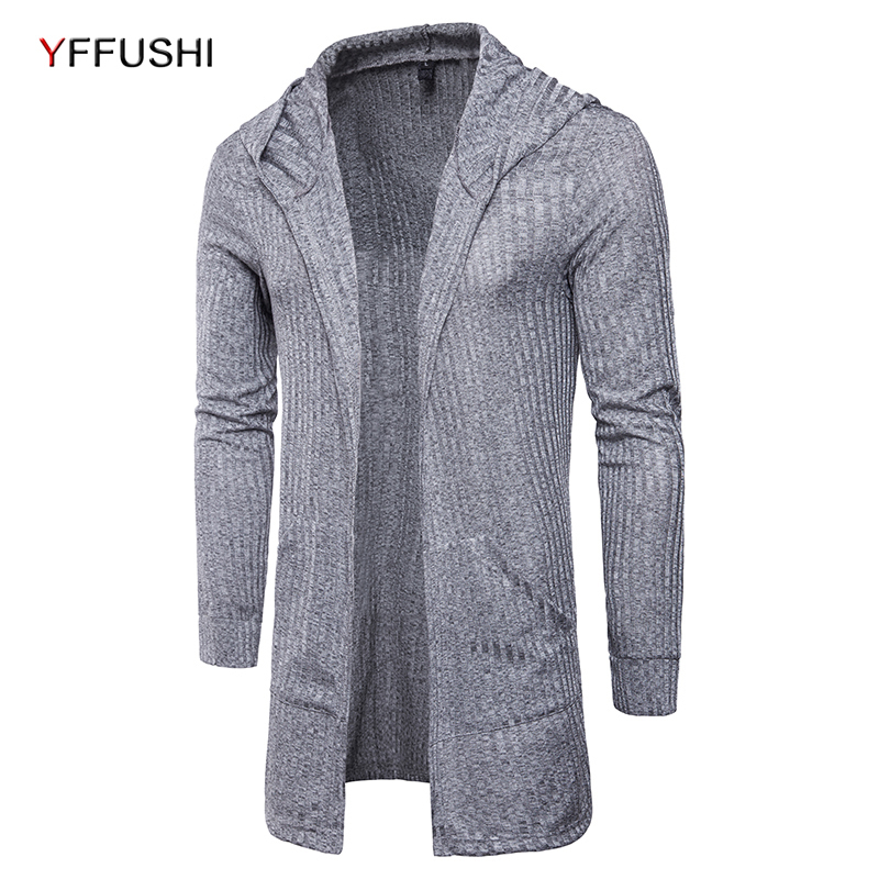 YFFUSHI Hommes À Capuche Cardigans Printemps Automne Marque De Mode À Manches Longues Tricoté Cardigans Hommes Chandails Slim Fit Hommes Vêtement