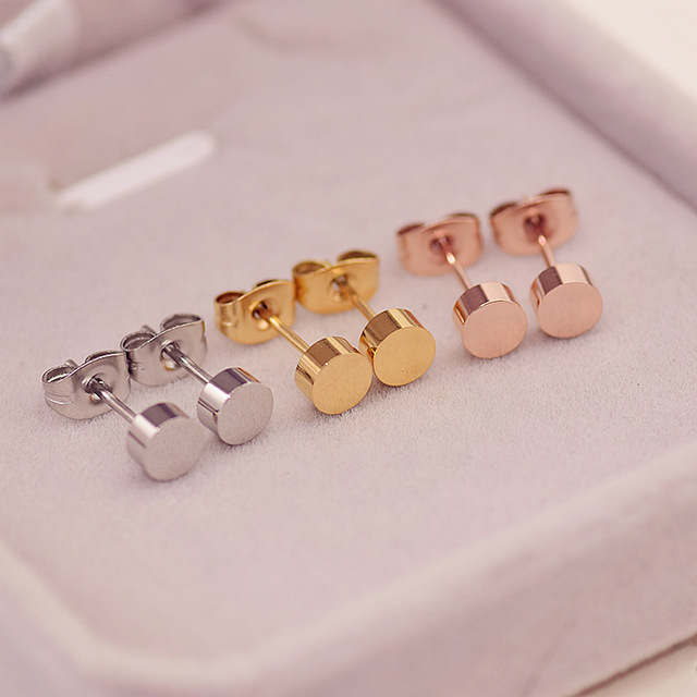 

Yellow Rose Silver Color Classic Simple Gold Bean Stud Earring for Woman Girl 316 L Stainless Steel Fashion Jewelry