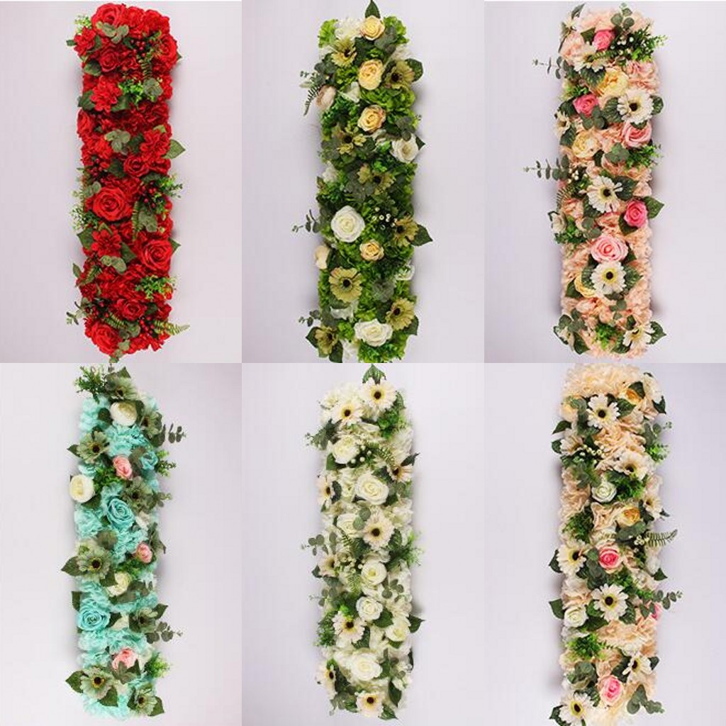 

25*100 cm Elegant Artificial Flower Rows Wedding Centerpieces Road Cited Flower Table Runner Decoration Supplies Free Shipping, Multi