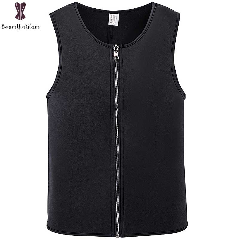 Mens Neoprene Corset Solid Vest Style Waist Trainer Shaper Boneless Soft Plus Size Sauna Sweating Men Body Shaper Fajas Bodysuit